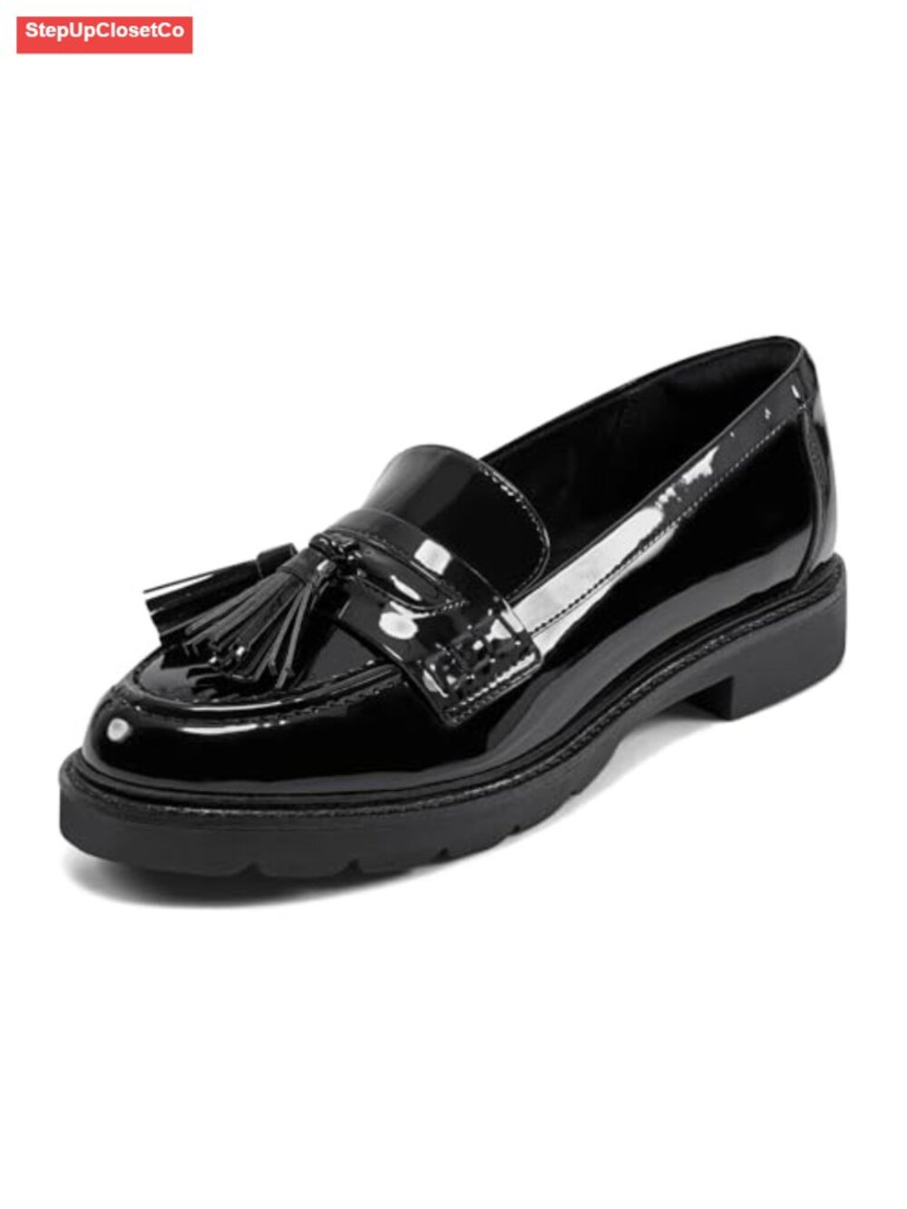 Faux Leather Tassel Loafers, Comfortable Slip-On Shoes with Cushioning